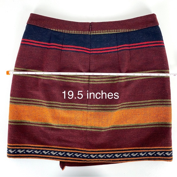 Ann Taylor Loft Petites Wool Blend Southwestern Faux Wrap Fringe Blanket Skirt - Picture 11 of 15